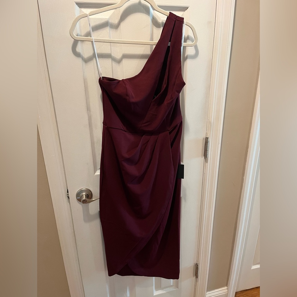 Lulus Burgundy One-Shoulder Dress- NWT Medium